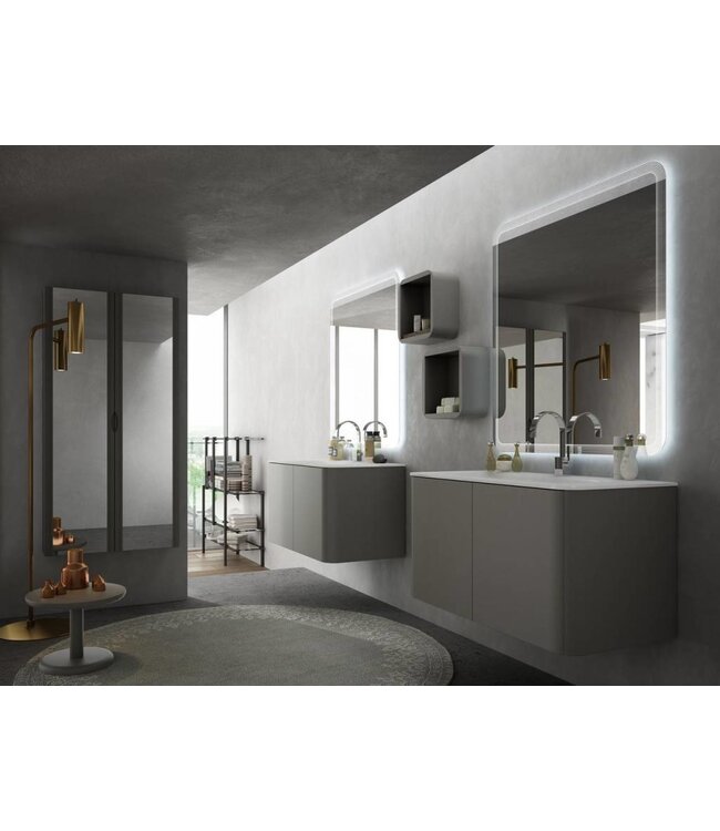 Acqua dell'arte Badkamermeubel set Mineraal 94x48 cm Mat Grijs met led spiegel