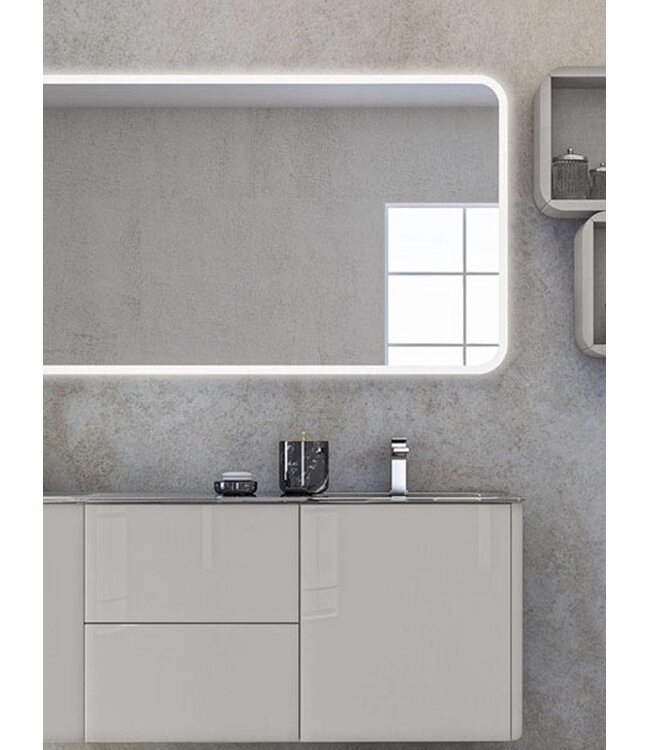 Acqua dell'arte Badkamermeubel set 140cm "MINERAAL"Spiegel&verwarming licht grijs