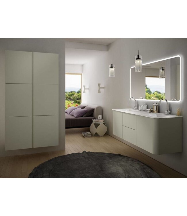 Acqua dell'arte Badkamermeubel set 140cm "MINERAAL"Spiegel&verwarming licht grijs