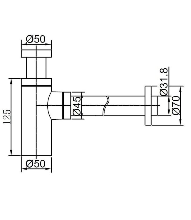 Nordlig Stal Fonteinsifon rond RVS 5/4" x 32 mm