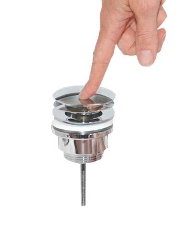 Nordlig Stal CLICK WASTE Afsluitbaar Rond met Overloop Chroom