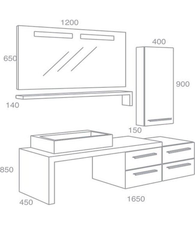 Foggia Baggno Badmeubel compleet Set 80 cm