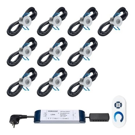 LED Spots 10 st. incl. afstandbediening en transformator