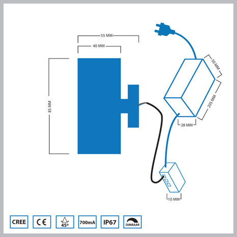 Hamulight LED Wandspot zwart vierkant Hamulight LED Wandspot zwart vierkant