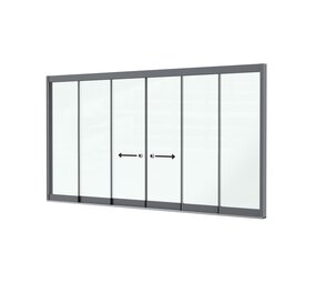 Glazen Schuifwand 3 spoor - 6 delig Glazen Schuifwand 3 spoor - 6 delig