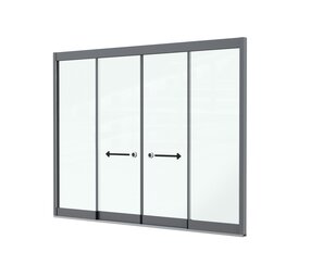 Glazen Schuifwand 2 spoor - 4 delig Glazen Schuifwand 2 spoor - 4 delig