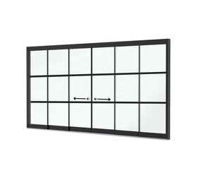 Steellook Glazen Schuifwand 3 spoor - 6 delig Steellook Glazen Schuifwand 3 spoor - 6 delig