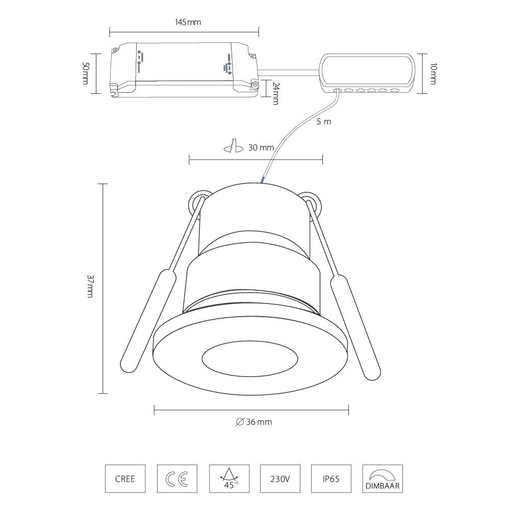 Hamulight LED Inbouwspots Set 6 st. – Incl. Afstandsbediening & Transformator
