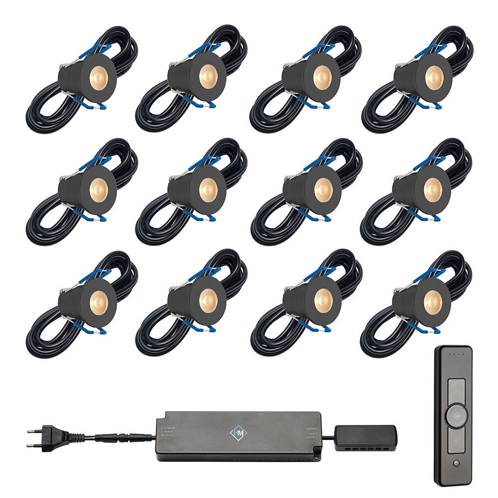 Hamulight LED Spots 12x Inclusief Transformator & Draadloze Bediening