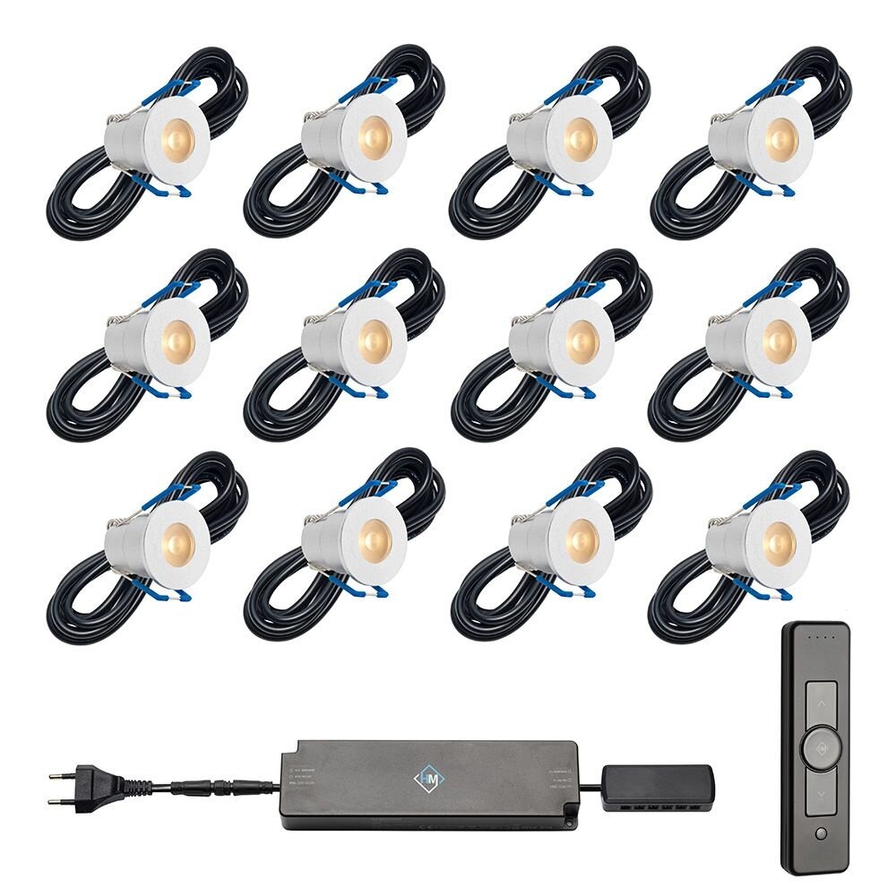 Hamulight LED Spots 12x Inclusief Transformator & Draadloze Bediening