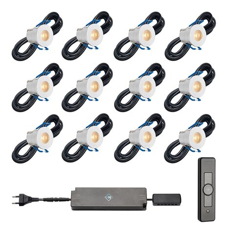 Hamulight LED Spots 12x Inclusief Transformator & Draadloze Bediening
