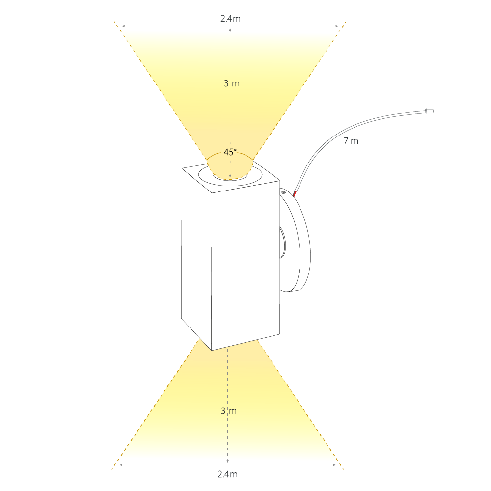 Hamulight Wandspot up & down grijs vierkant