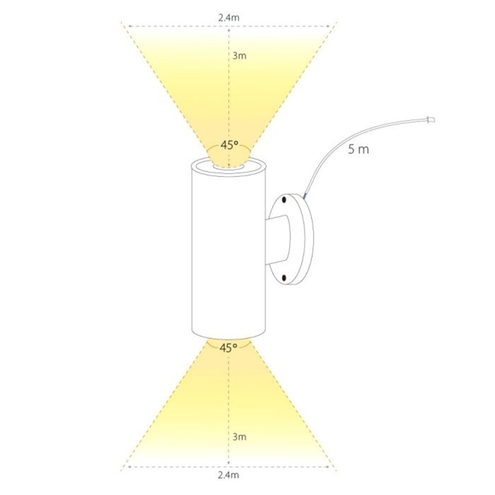 Hamulight Wandspot up & down  zwart rond