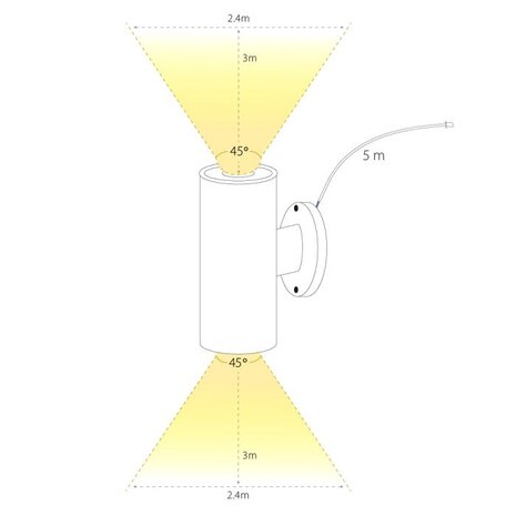 Hamulight Wandspot up & down  zwart rond