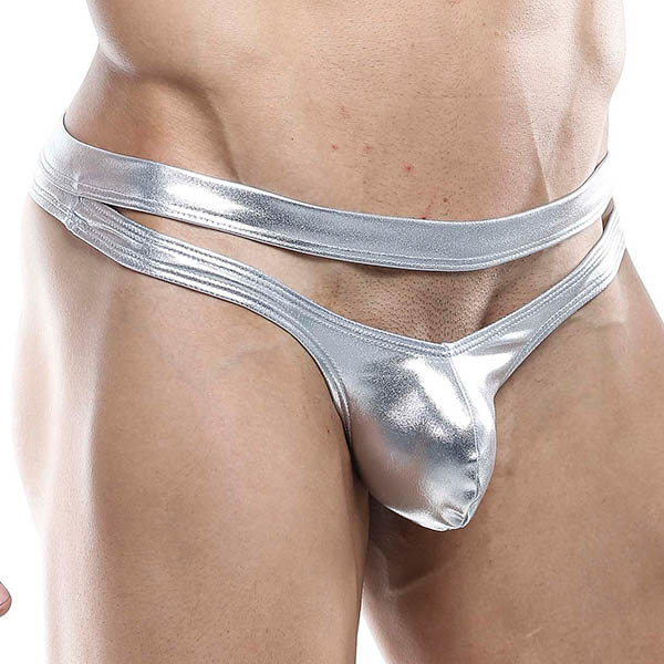 Super sexy silver Sexyboy latex thong - Menwantmore