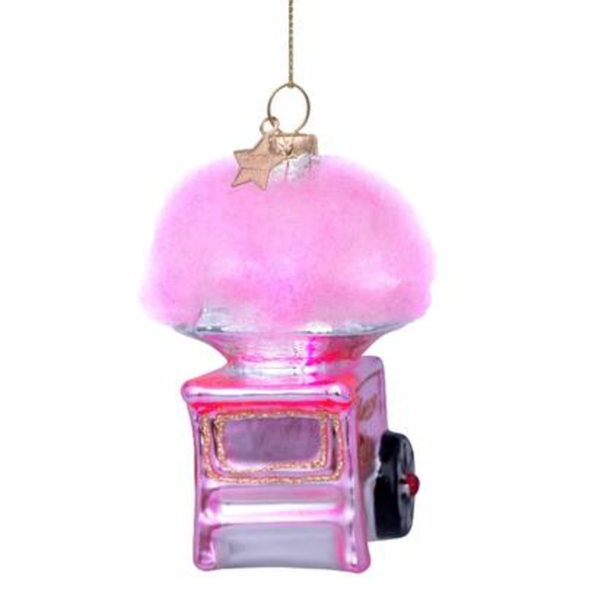 Ornament glass pink cotton candy machine