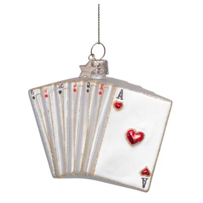 Ornament glass white matt playing cards