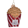 Ornament glass red/white glitter french fries