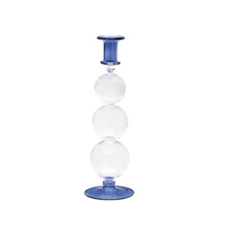 Anna + Nina Navy blue bubble glass candle holder