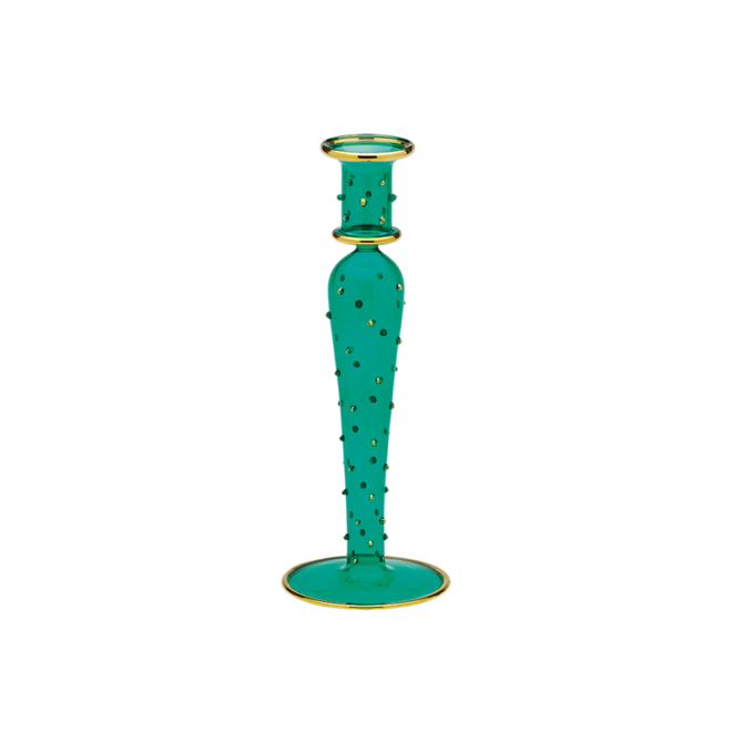 Green twinkling glass candle holder