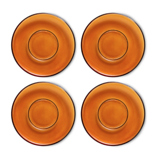 HK Living 70s glassware: saucers amber brown (set of 4) AGL4505