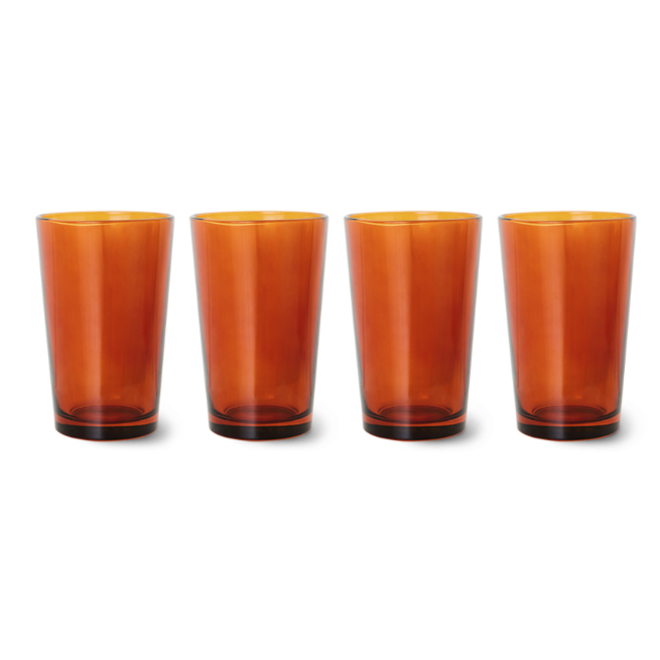 70s glassware: tea glasses amber brown (set of 4) AGL4507