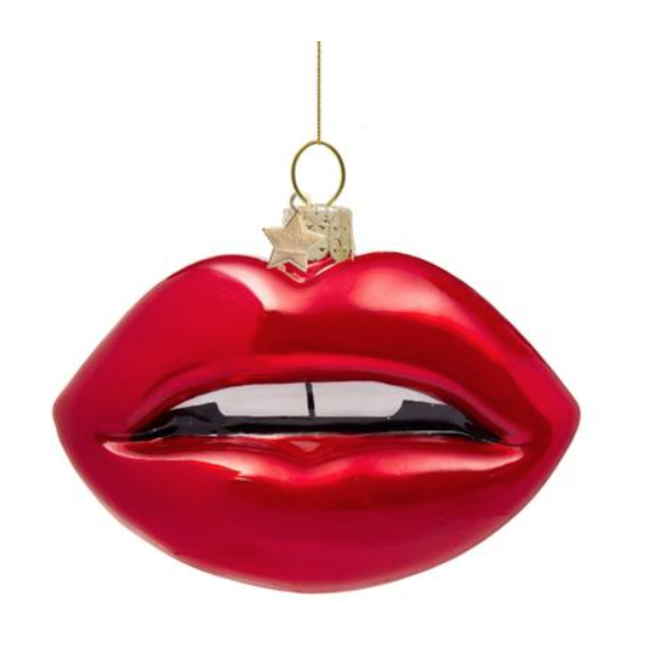 glazen kerstbal rode lippen