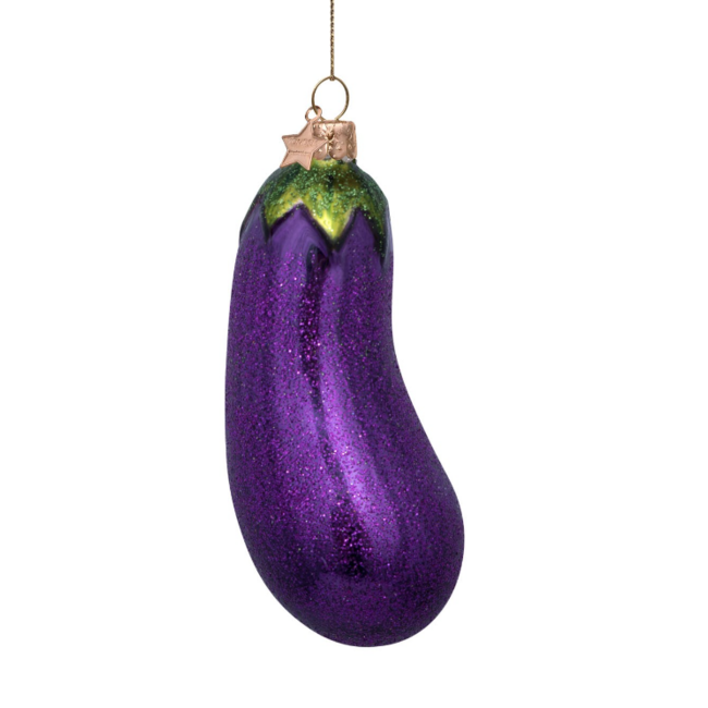 Vondels glazen kerstbal aubergine