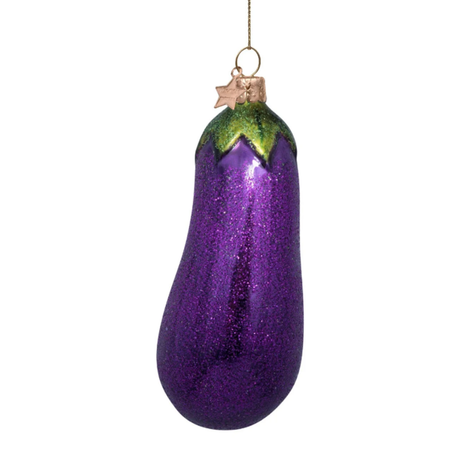 Vondels glazen kerstbal aubergine