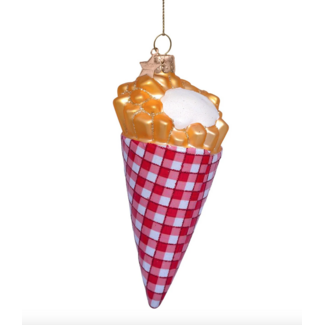 Vondels glazen kerstbal friet met mayonnaise