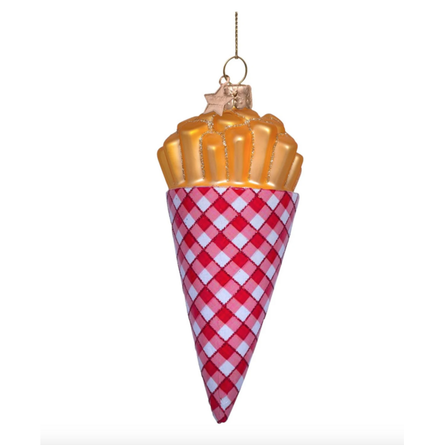 Vondels glazen kerstbal friet met mayonnaise