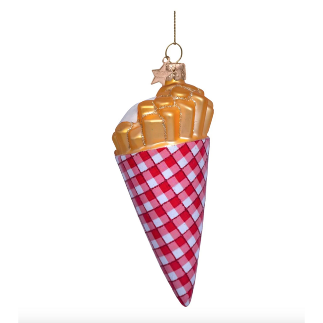 Vondels glazen kerstbal friet met mayonnaise