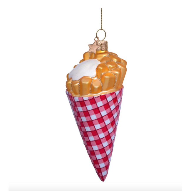 Vondels glazen kerstbal friet met mayonnaise