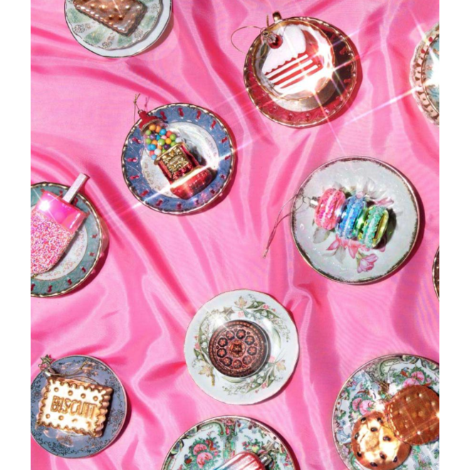 glazen kerstbal macaron tower