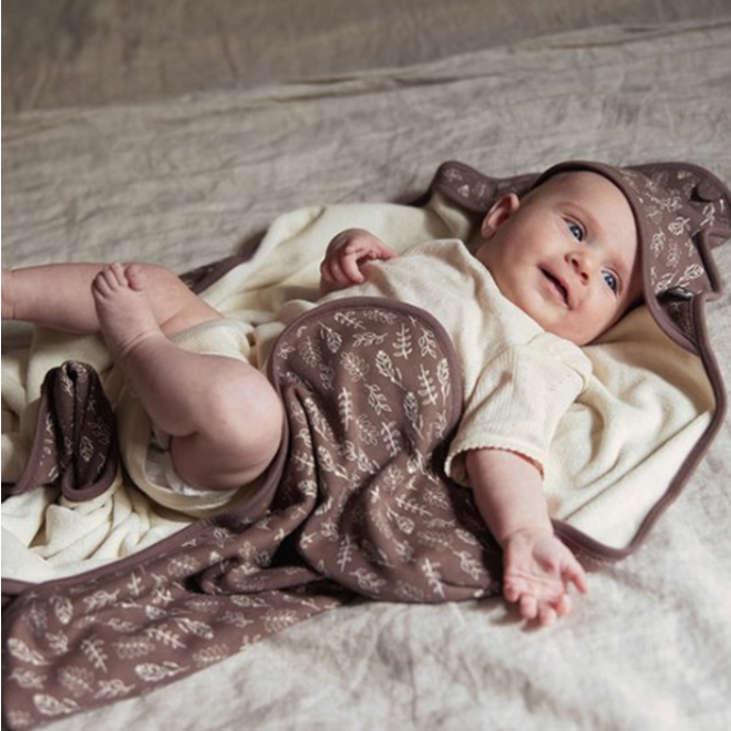 Badcape bruin met bloemen