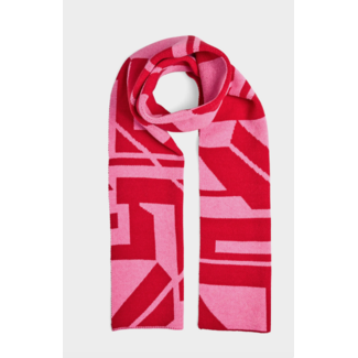 PIECES roze met rood sjaal
