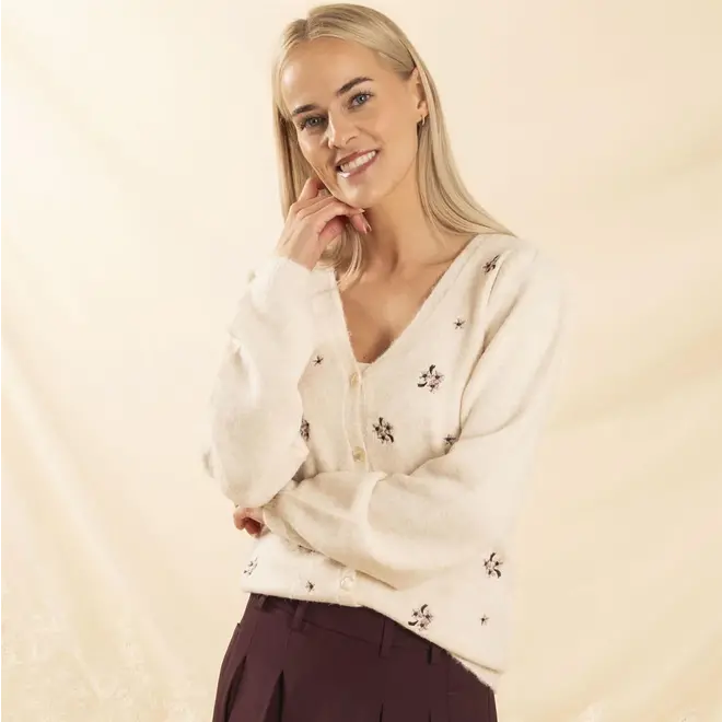 Vest met bloemetjes borduursel