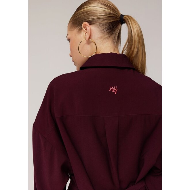 Bordeaux blouse met strikdetail