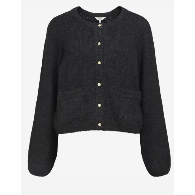 Gebreid vest met gouden knoopjes