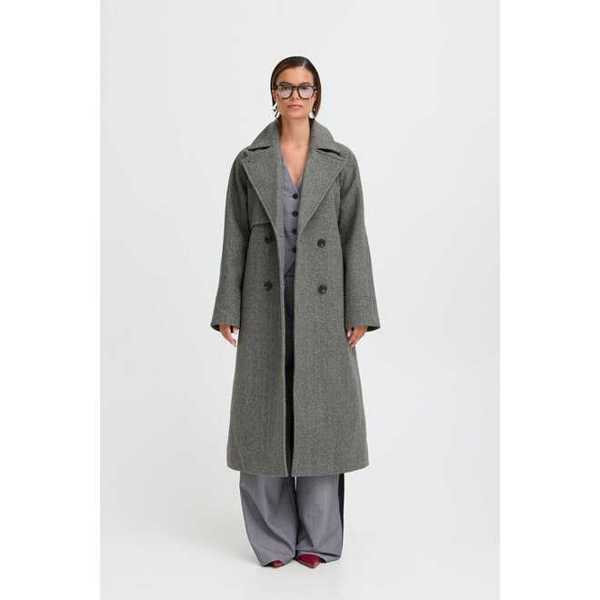 trenchcoat grijs gemeleerd