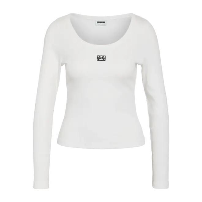 Nmjudy ls embr top jrs, cloud dancer/ black embr