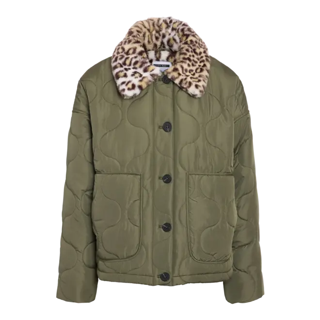 gewatteerd jasje met bontkraag