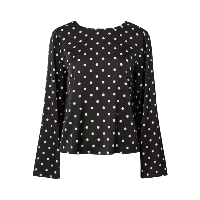 satijnlook top met stippen