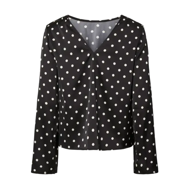 satijnlook top met stippen