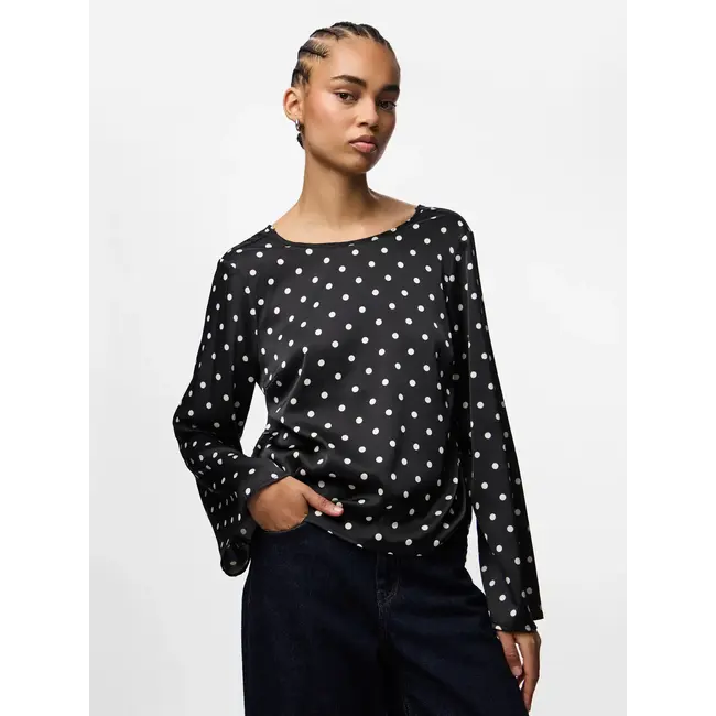 PIECES satijnlook top met stippen