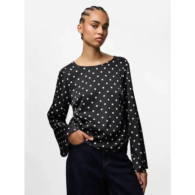 satijnlook top met stippen