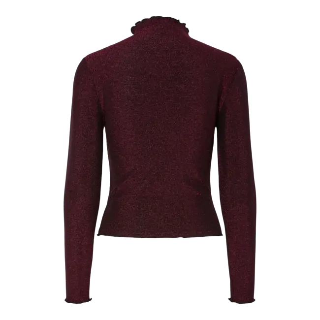 PIECES meshtop bordeaux met glitter