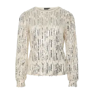 PIECES sequin top beige