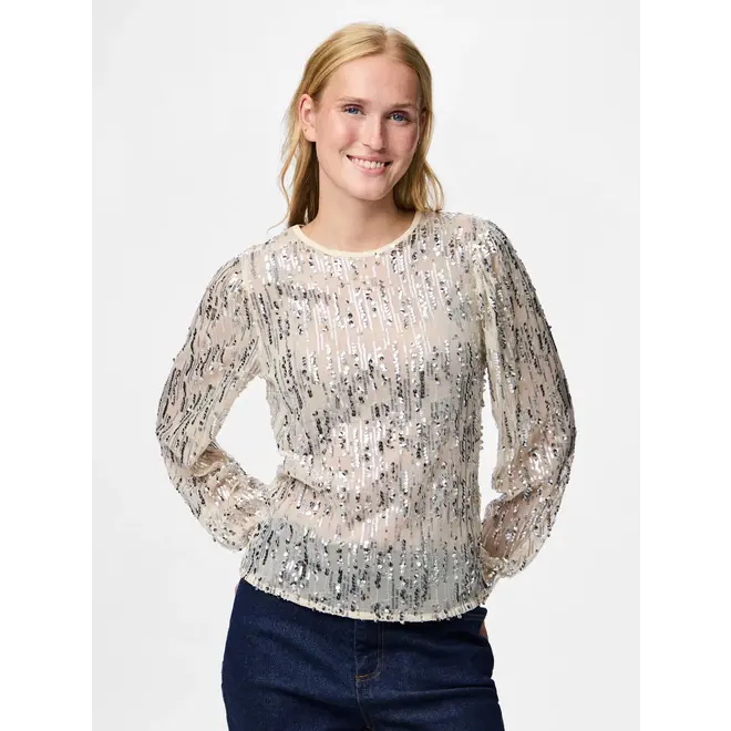 sequin top beige