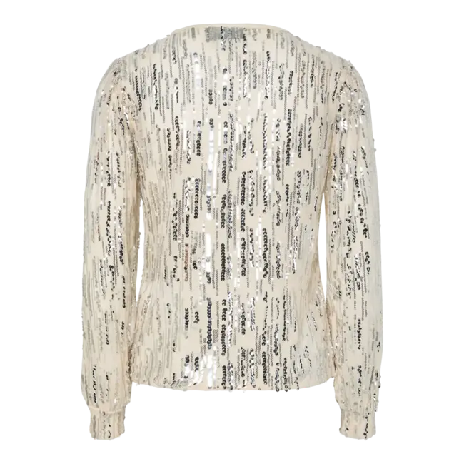 PIECES sequin top beige